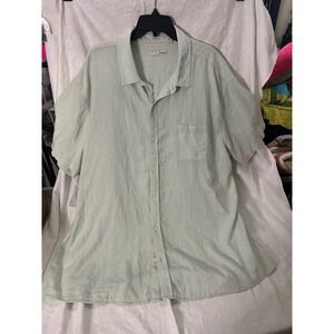 Hawker Rye Mens 3XL Slim Fit Linen‎ Blend Short Sleeve Button Down Shirt Green